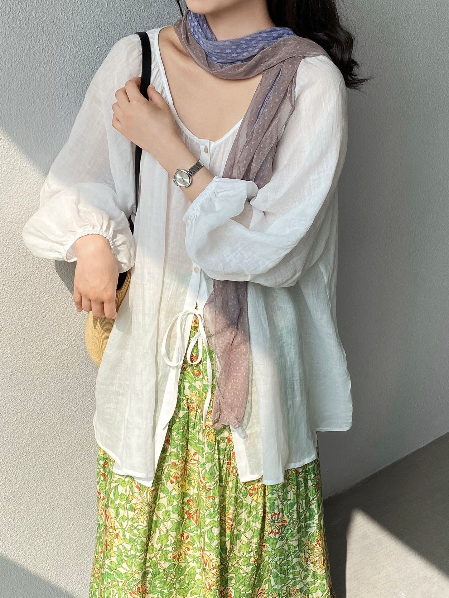 韓系夏田園浪漫小清新碎花半身裙