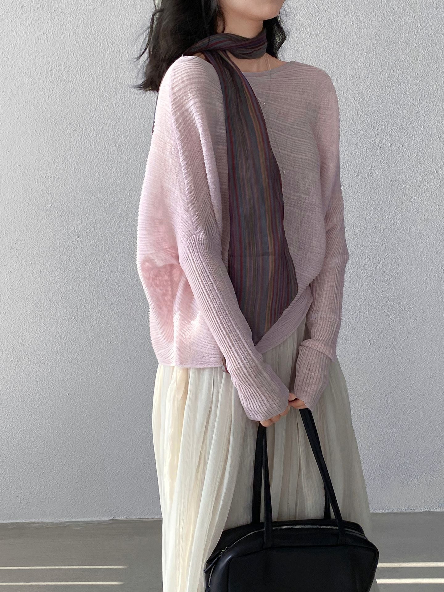 韓系氛圍感慵懶不規則蝙蝠袖針織衫-7色