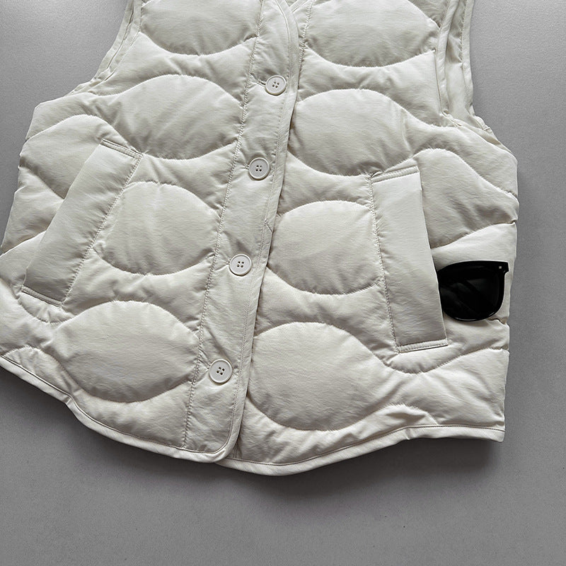韓系90%白鴨絨菱格馬甲外套-2色