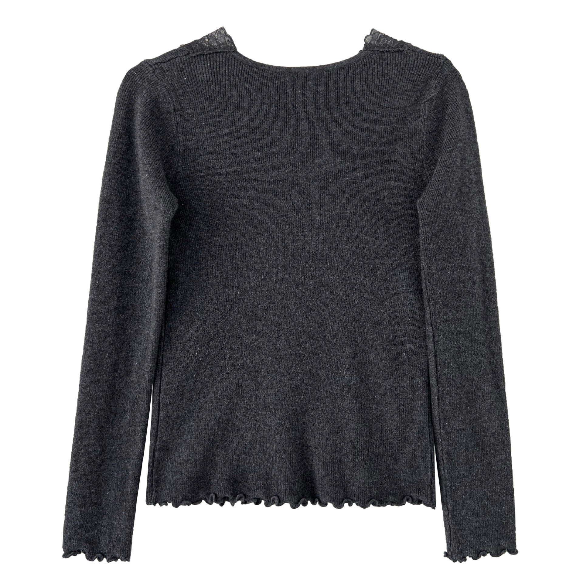 法式修身氣質蕾絲V領顯瘦內搭針織上衣-3色