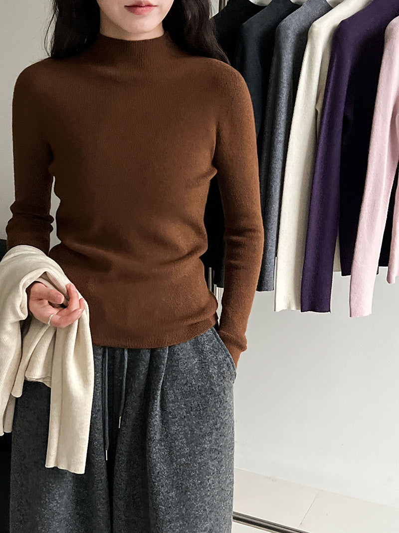 羊毛半高領無縫修身顯瘦內搭打底衫-8色