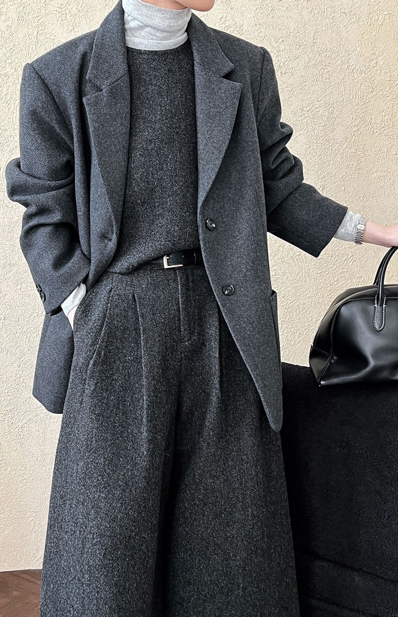 韓版50%羊毛闊氣大版西裝外套-2色