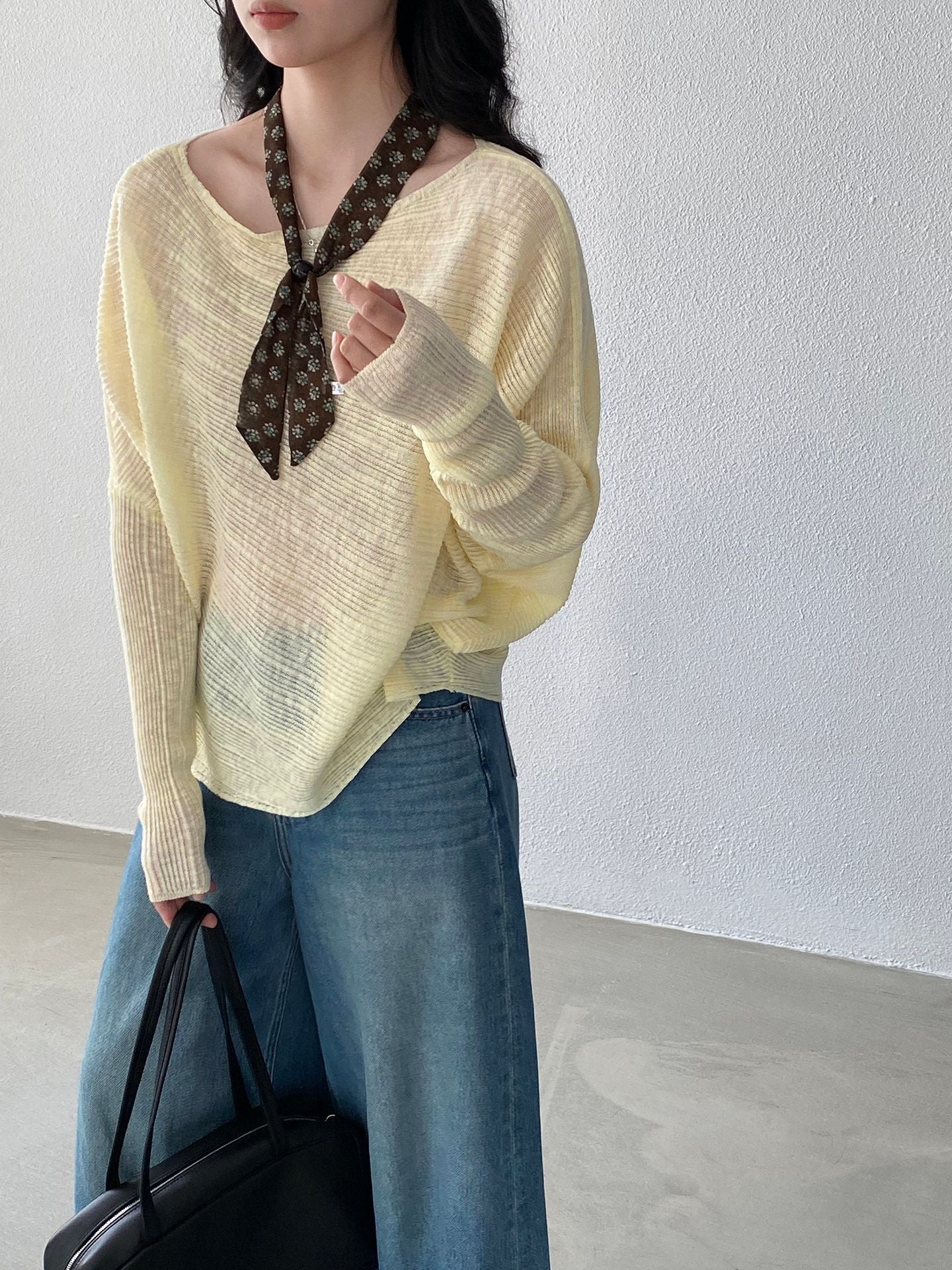 韓系氛圍感慵懶不規則蝙蝠袖針織衫-7色