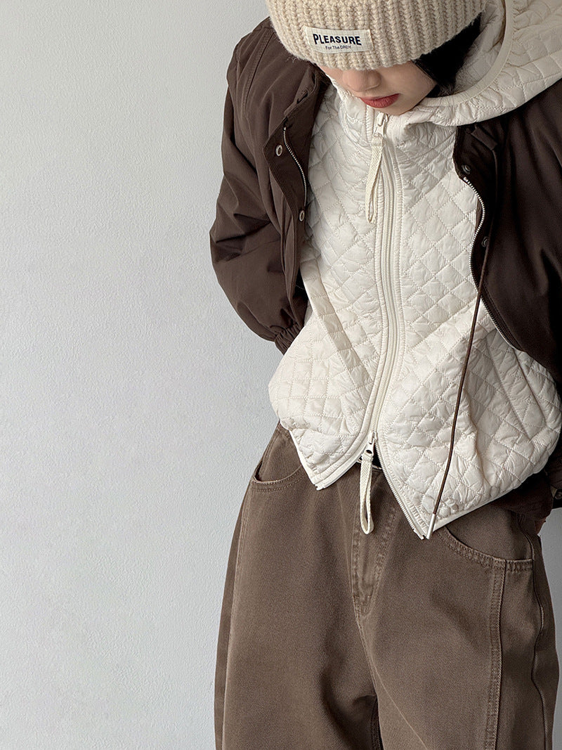 韓系時髦洋氣保暖無袖馬甲外套-3色