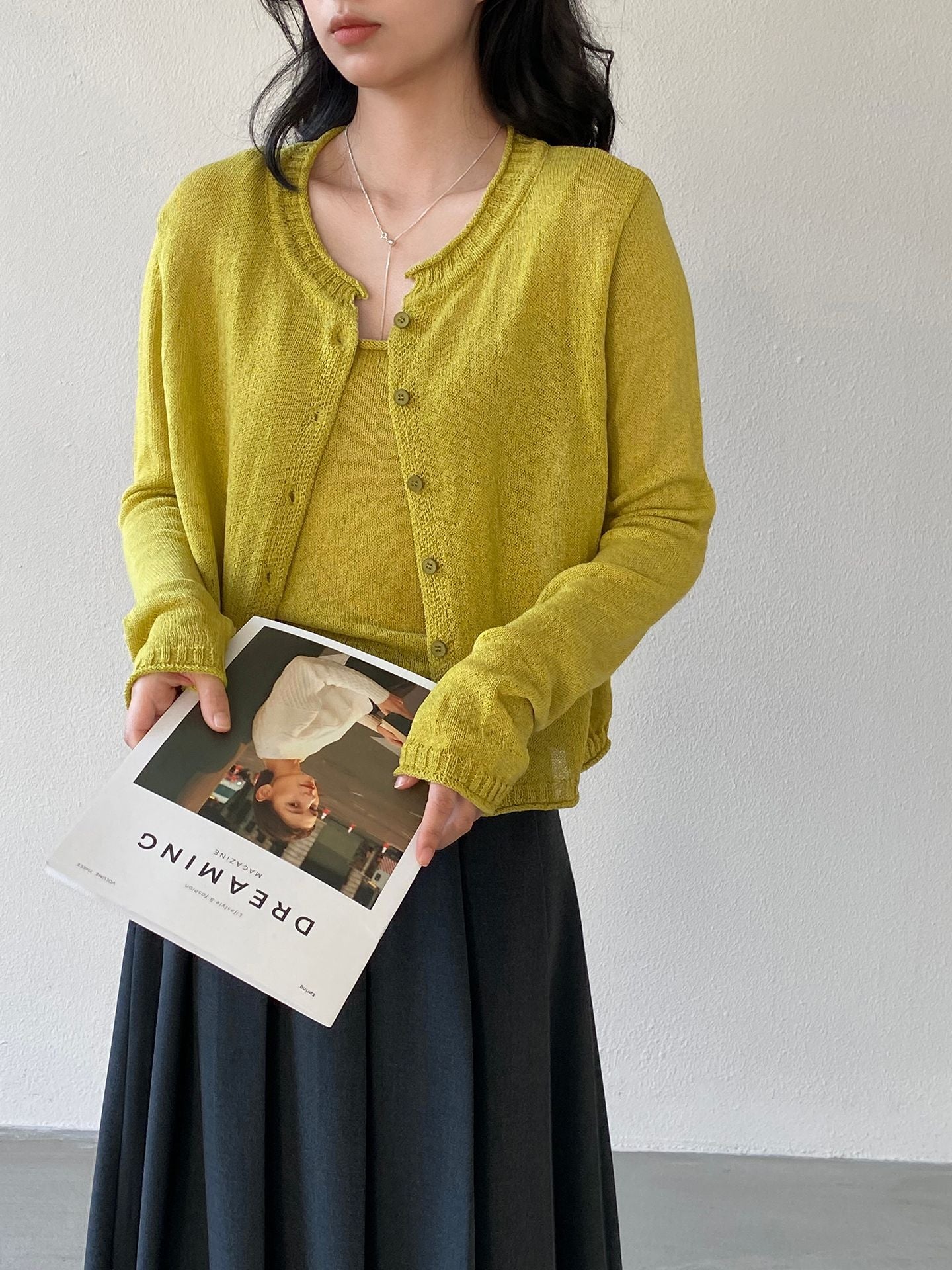 韓系簡約設計感吊帶背心+慵懶針織開衫-兩件式套裝-5色