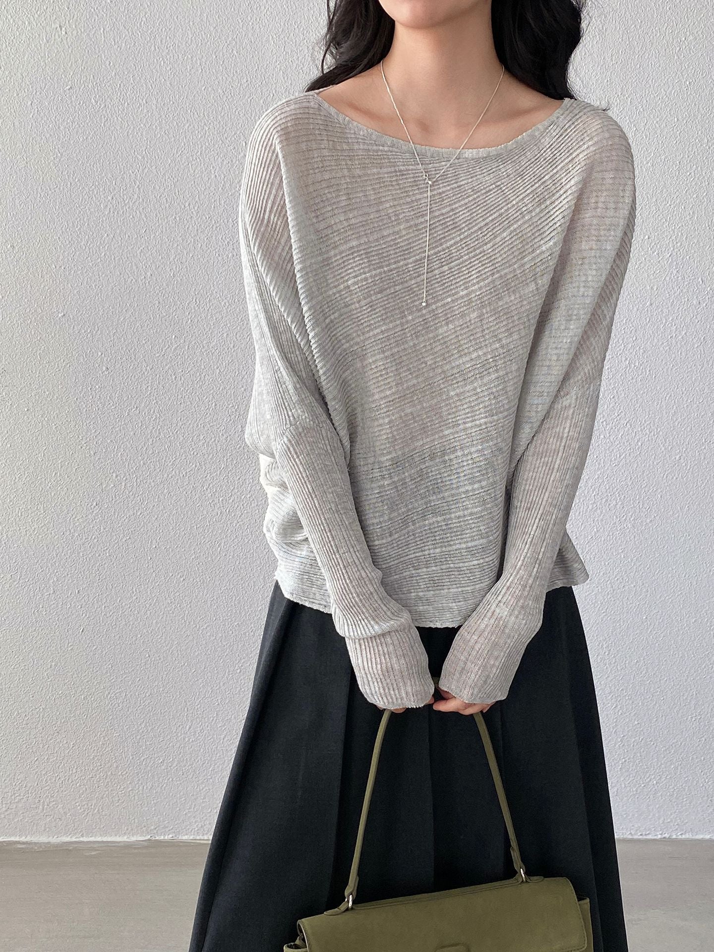 韓系氛圍感慵懶不規則蝙蝠袖針織衫-7色