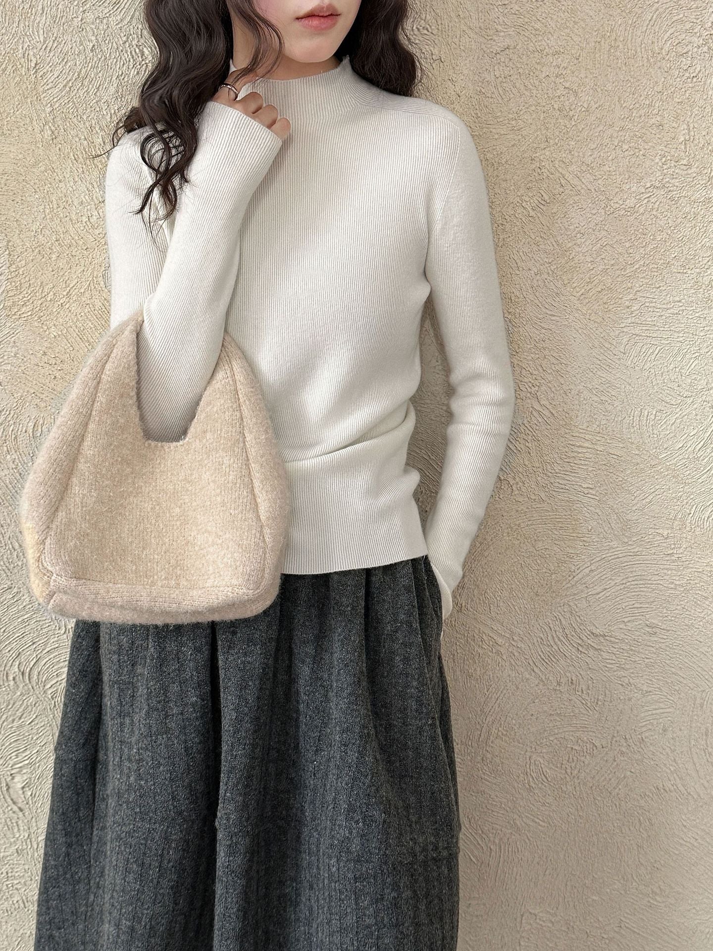 羊毛半高領無縫修身顯瘦內搭打底衫-8色