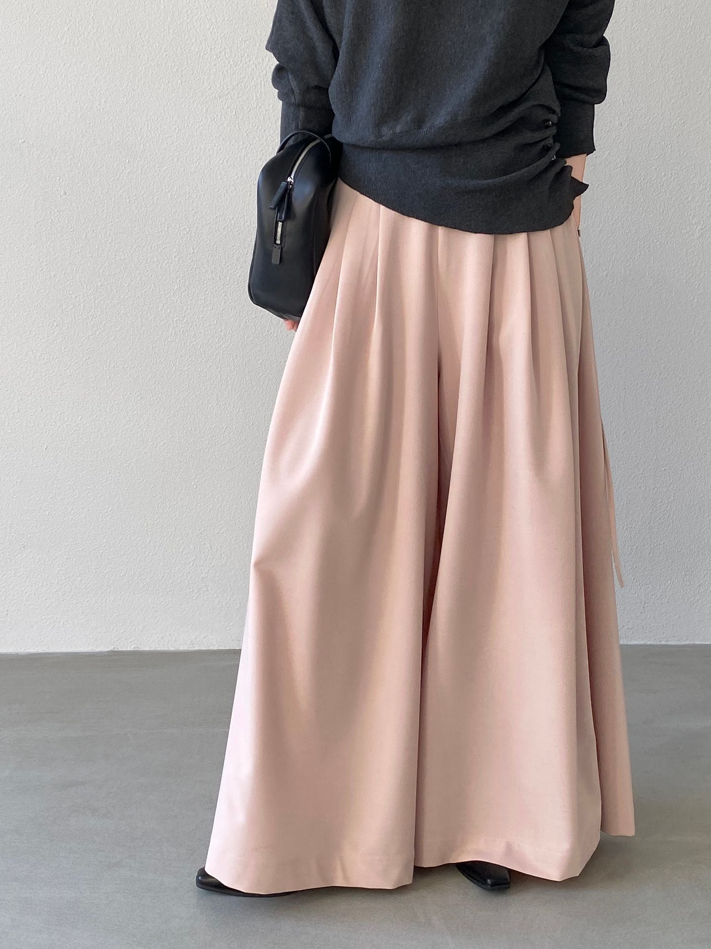 韓系氣質垂感顯瘦高腰西裝闊腿褲-2色