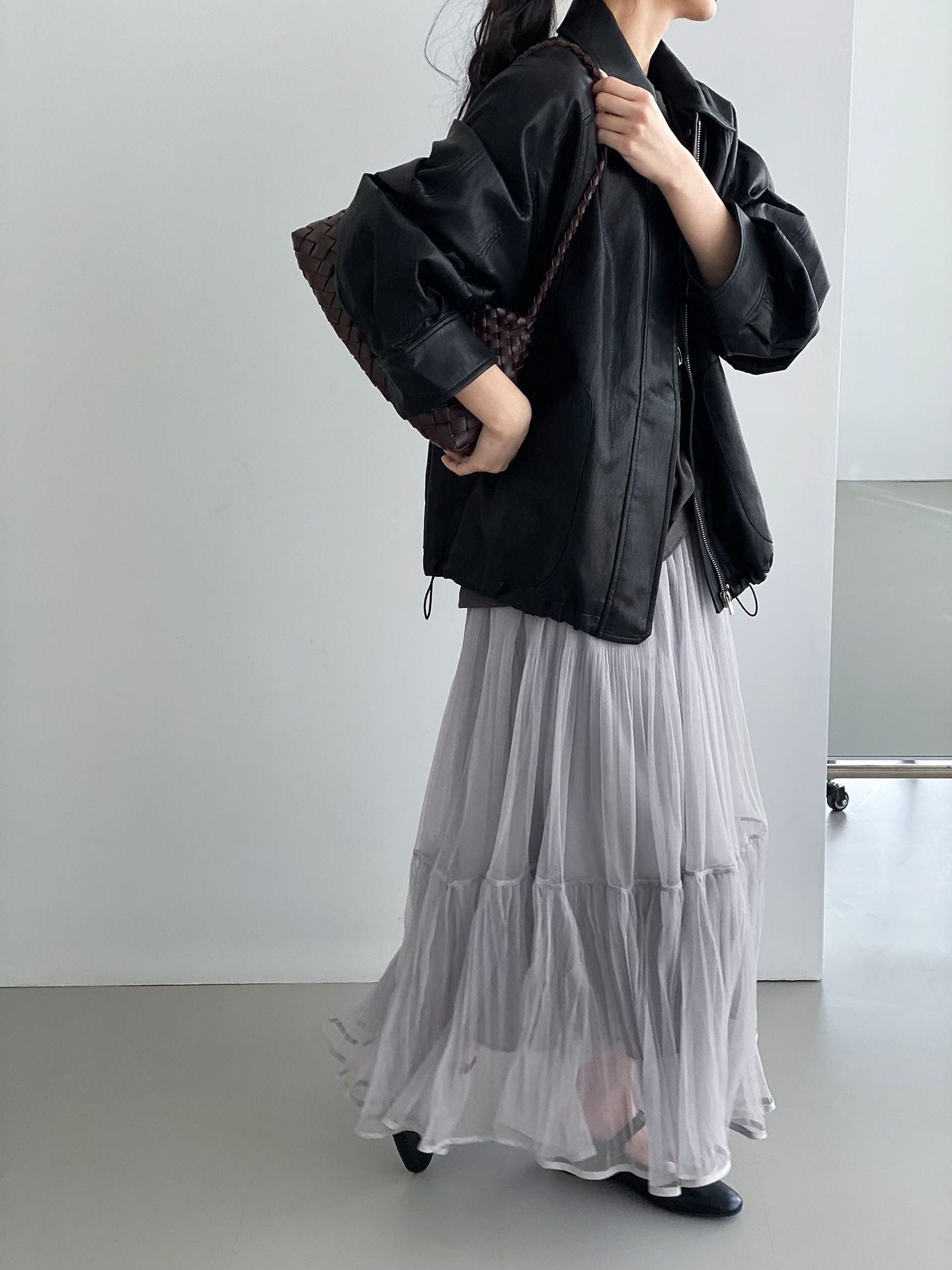 韓系溫柔飄逸網紗拼接百搭浪漫半身裙-3色