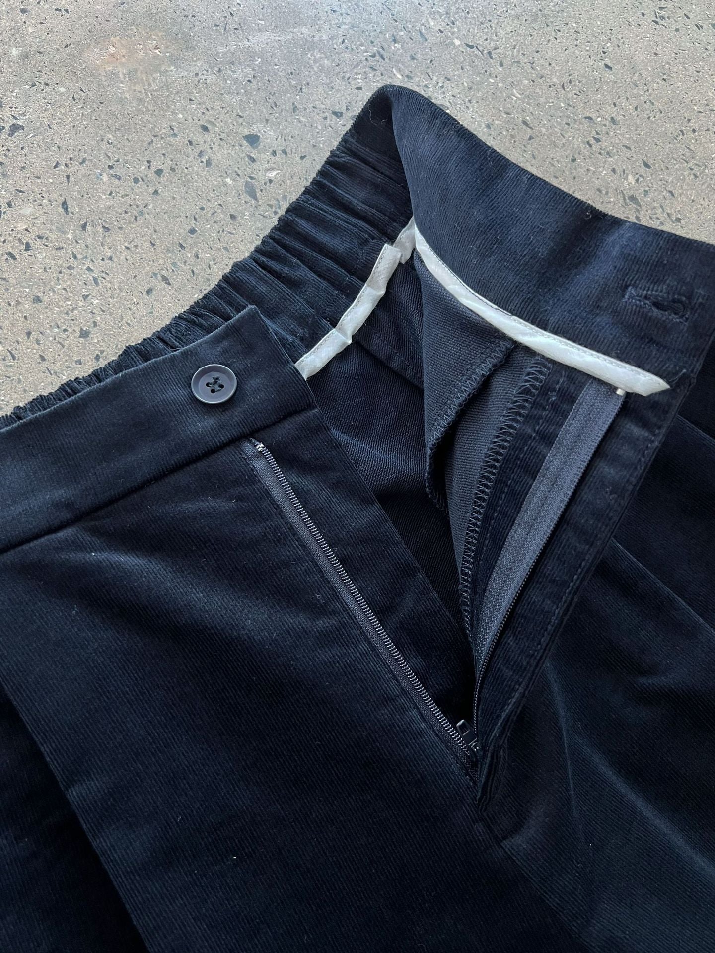 簡約慵懶燈芯絨高腰復古闊腿褲-2色