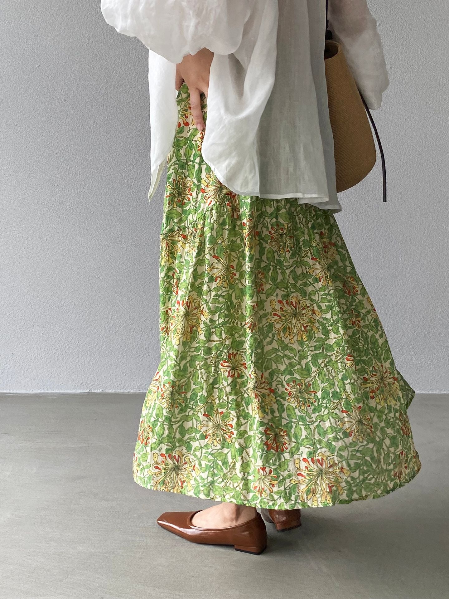 韓系夏田園浪漫小清新碎花半身裙