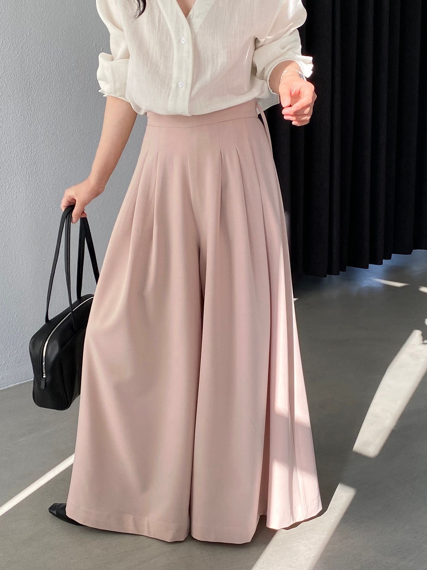 韓系氣質垂感顯瘦高腰西裝闊腿褲-2色