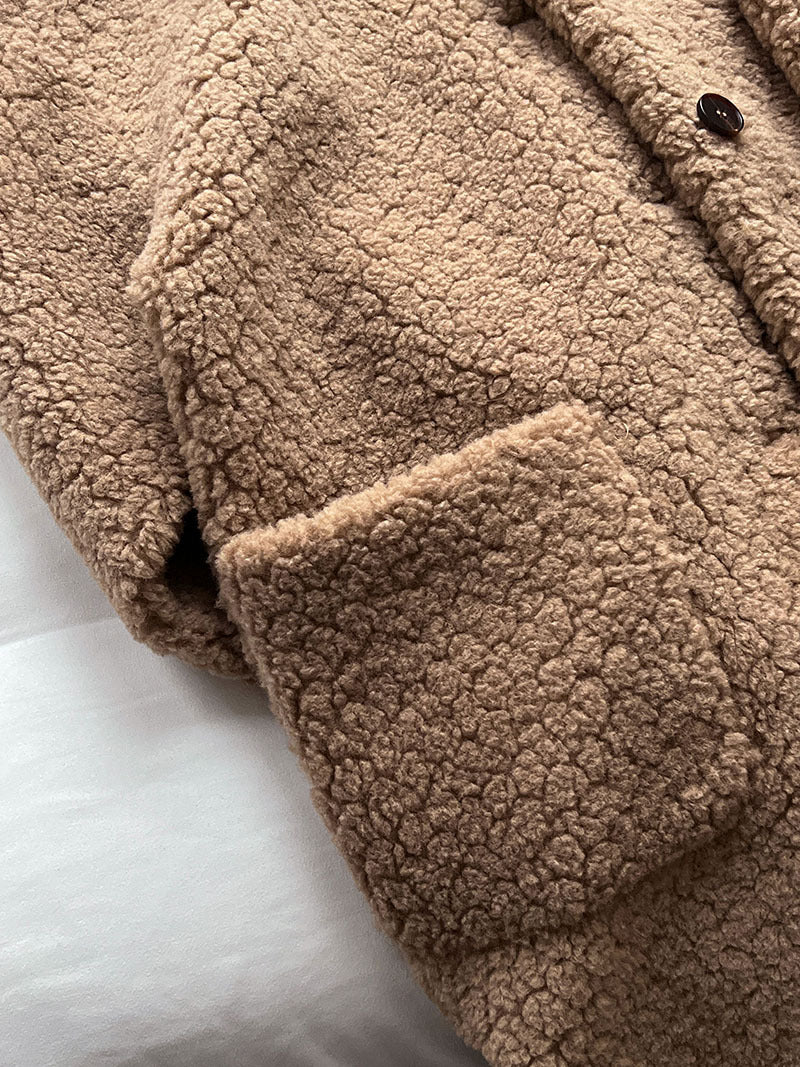 韓系加厚皮毛一體環保皮草羊羔毛大衣外套-2色