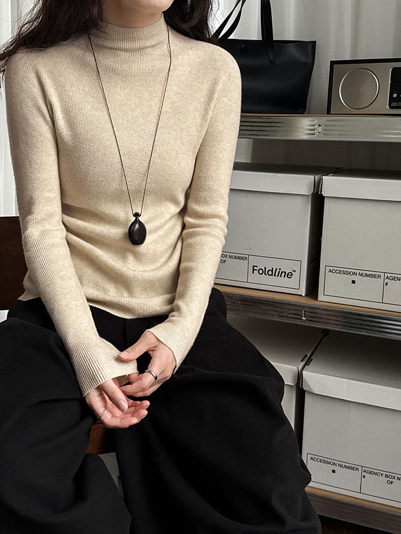 羊毛半高領無縫修身顯瘦內搭打底衫-8色