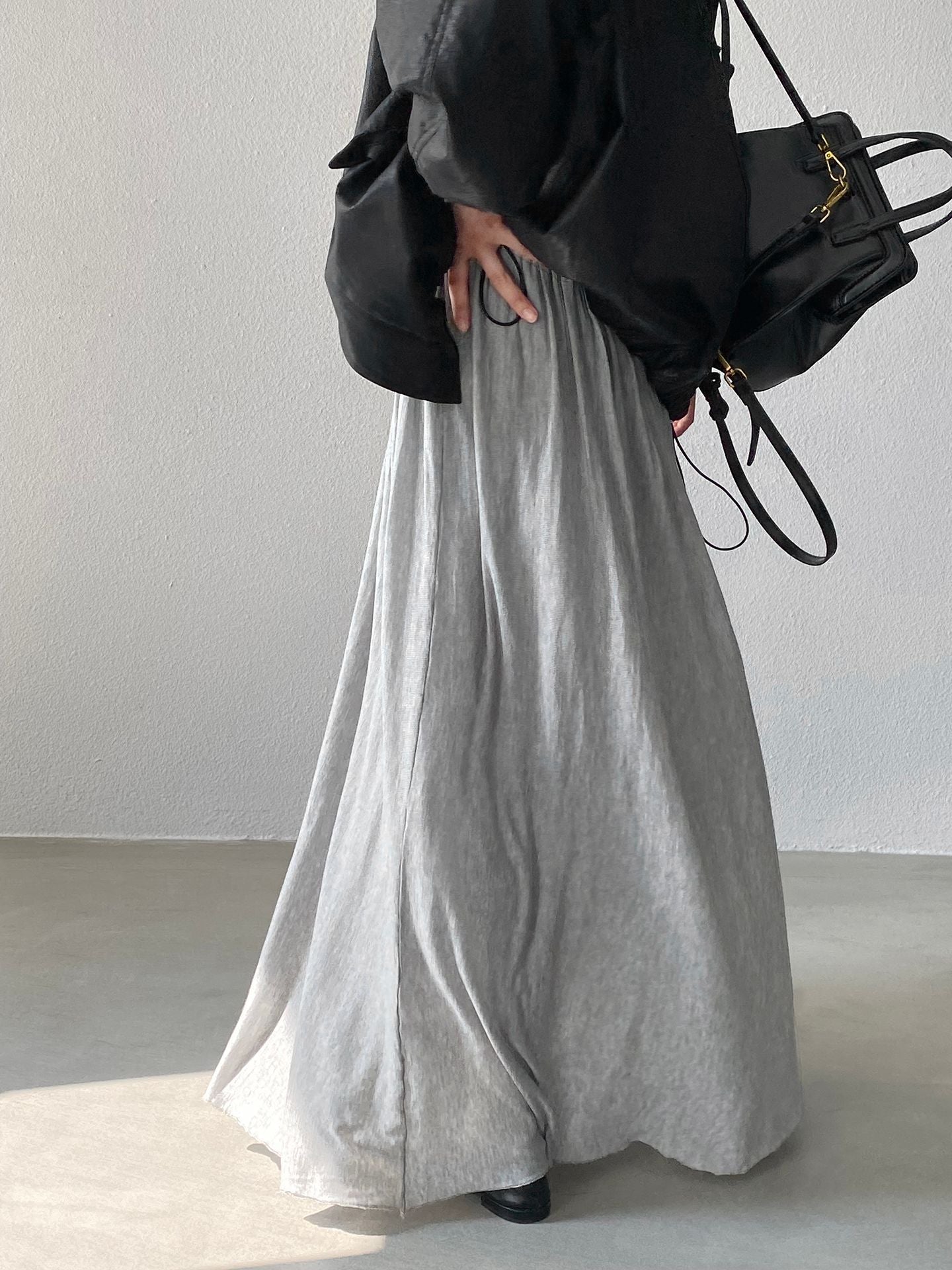 天絲垂墜感氣質優雅百褶半身裙-4色