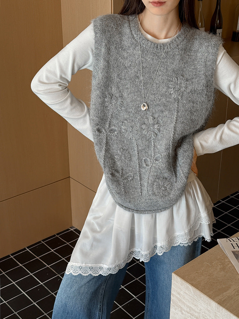 韓系寬鬆疊穿顯瘦針織馬甲背心-2色