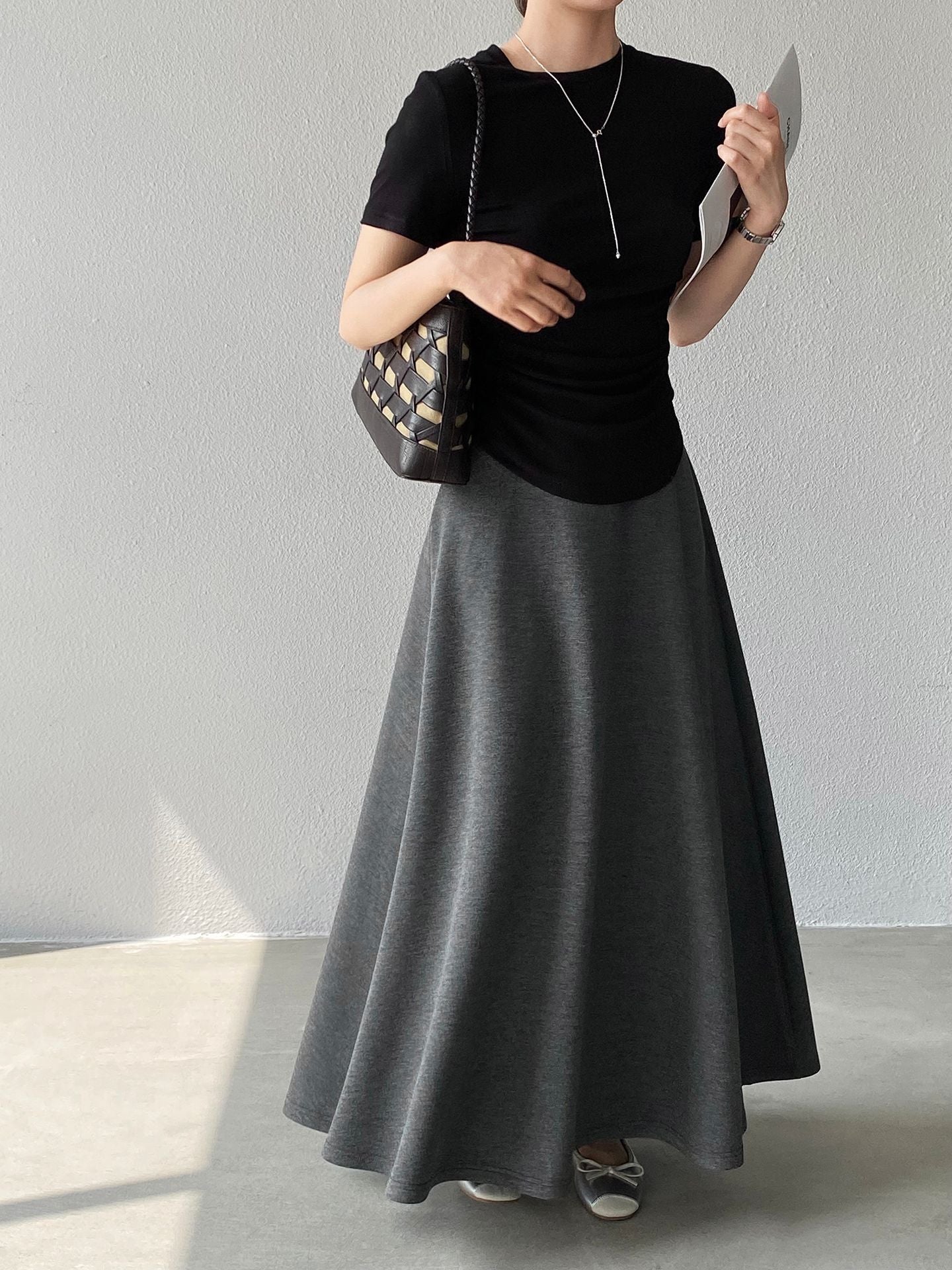 韓系紙片高腰顯瘦遮胯半身裙-2色