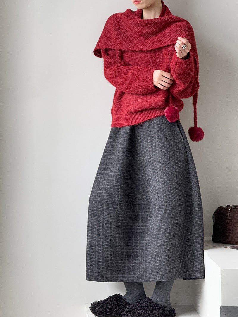 溫柔慵懶風寬鬆氛圍感針織衫+百搭大圍巾-2色