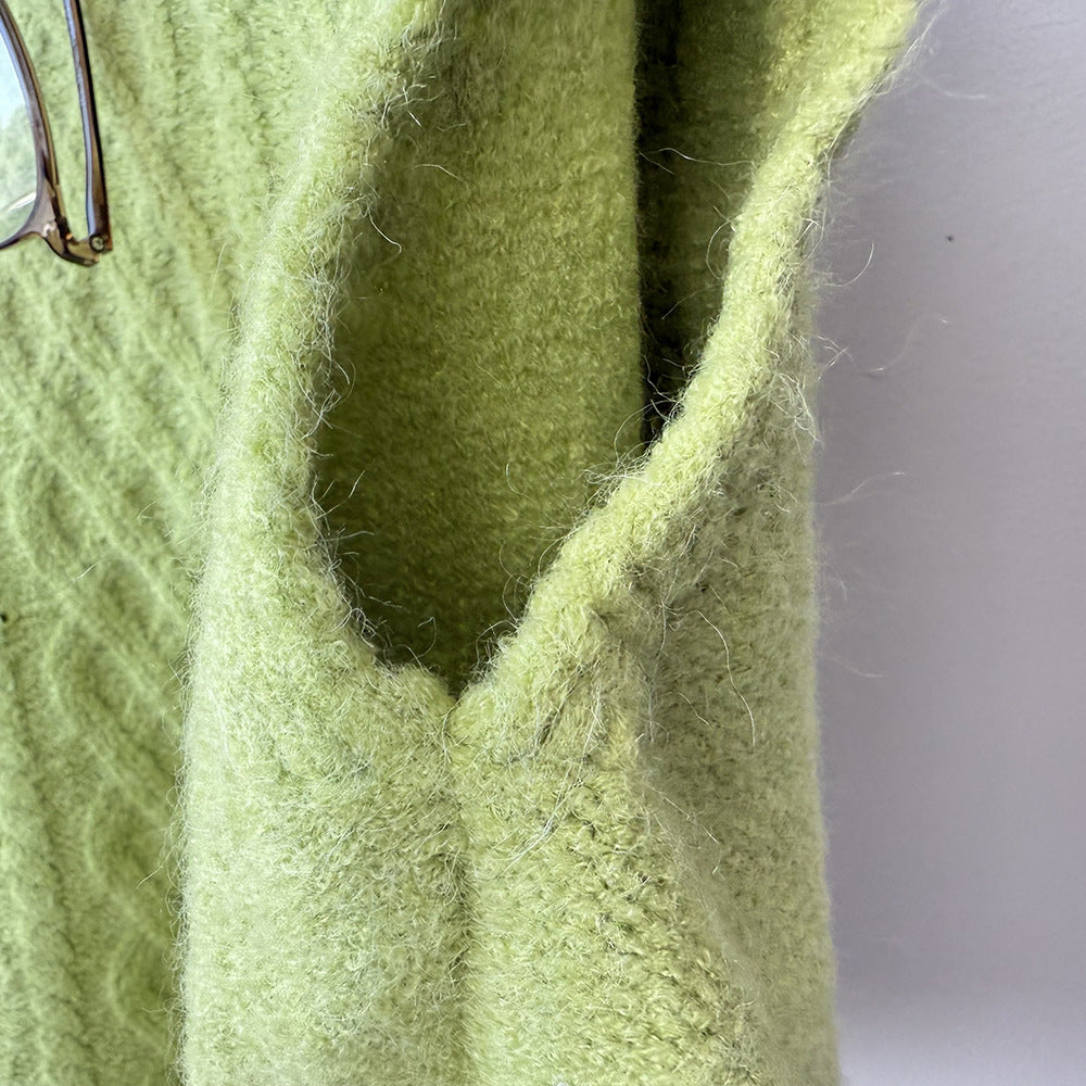 (48H出貨)糖果色圓領麻花軟糯針織背心馬甲-6色