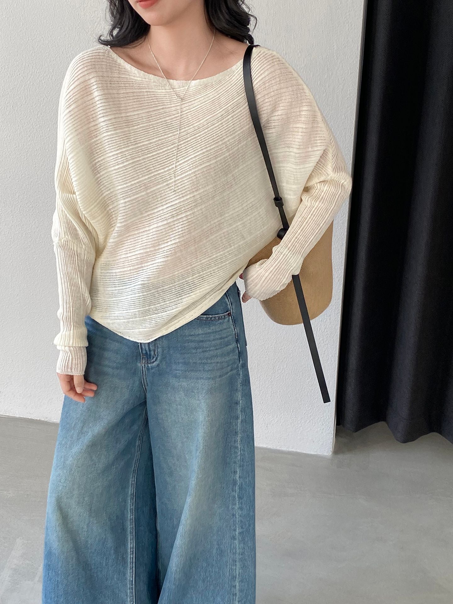 韓系氛圍感慵懶不規則蝙蝠袖針織衫-7色