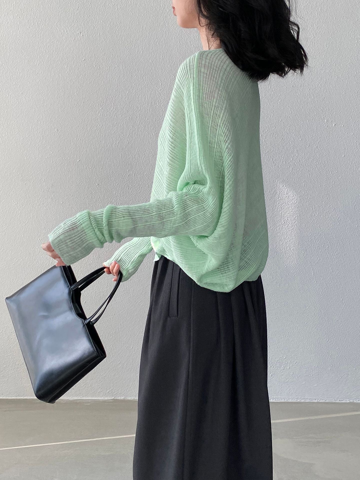 韓系氛圍感慵懶不規則蝙蝠袖針織衫-7色