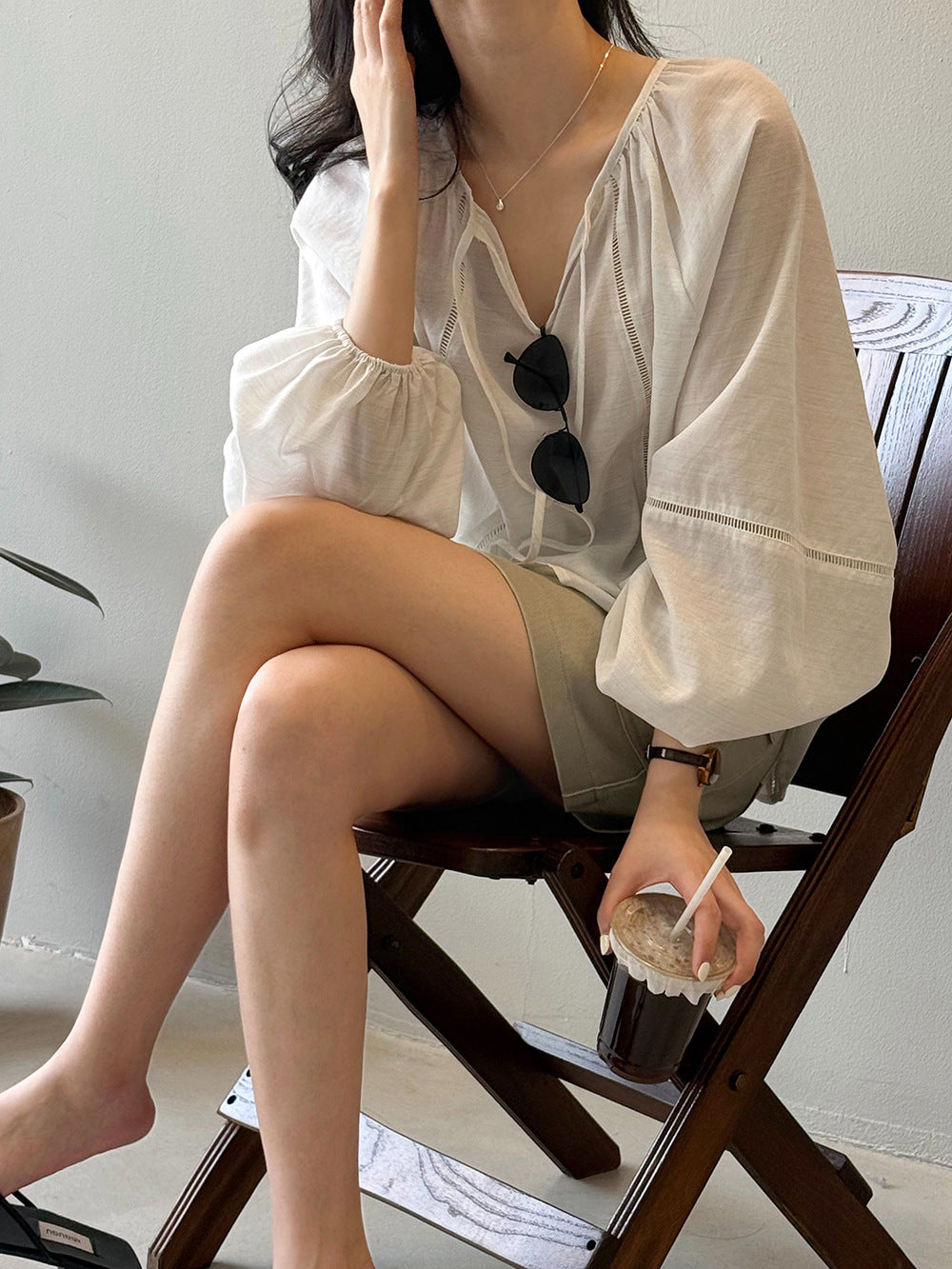 日系文藝復古寬鬆長袖娃娃衫