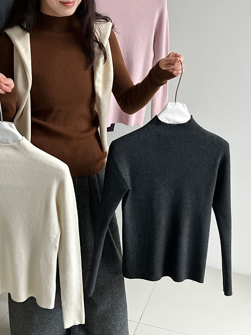 羊毛半高領無縫修身顯瘦內搭打底衫-8色