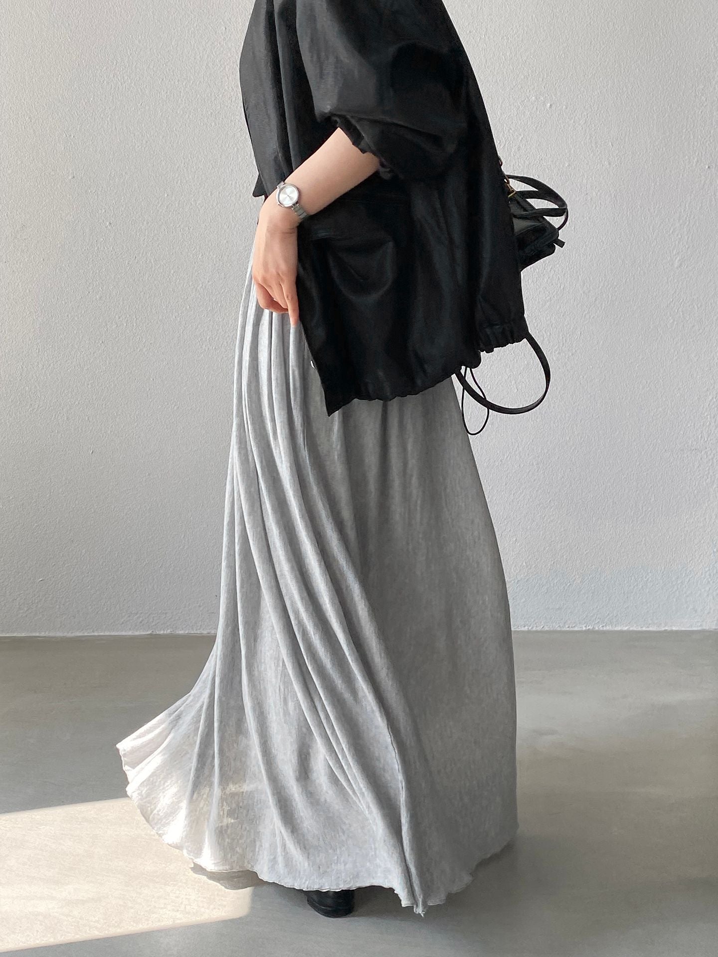 天絲垂墜感氣質優雅百褶半身裙-4色