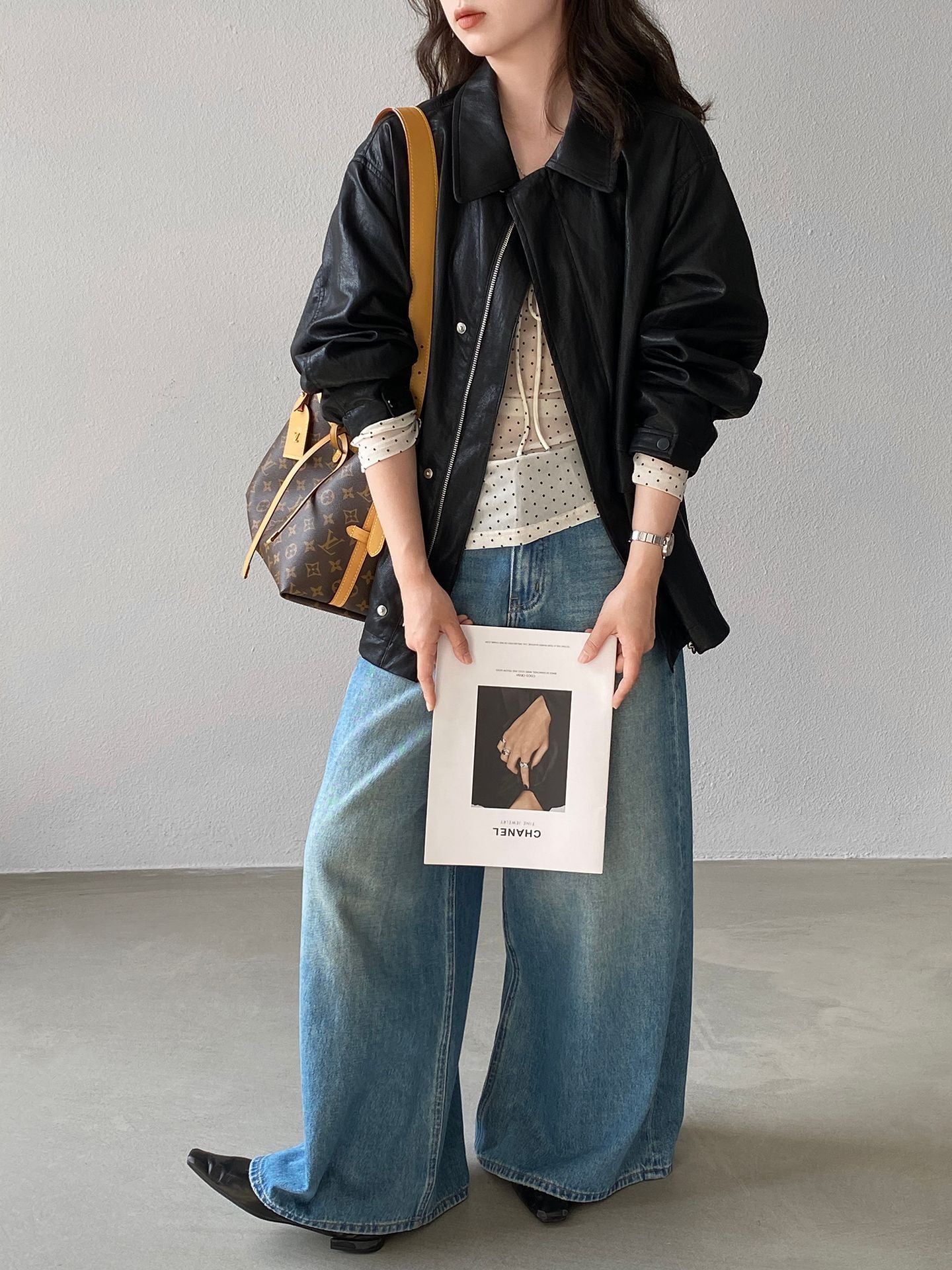 復古蛋白皮設計感短款PU皮衣夾克外套-2色