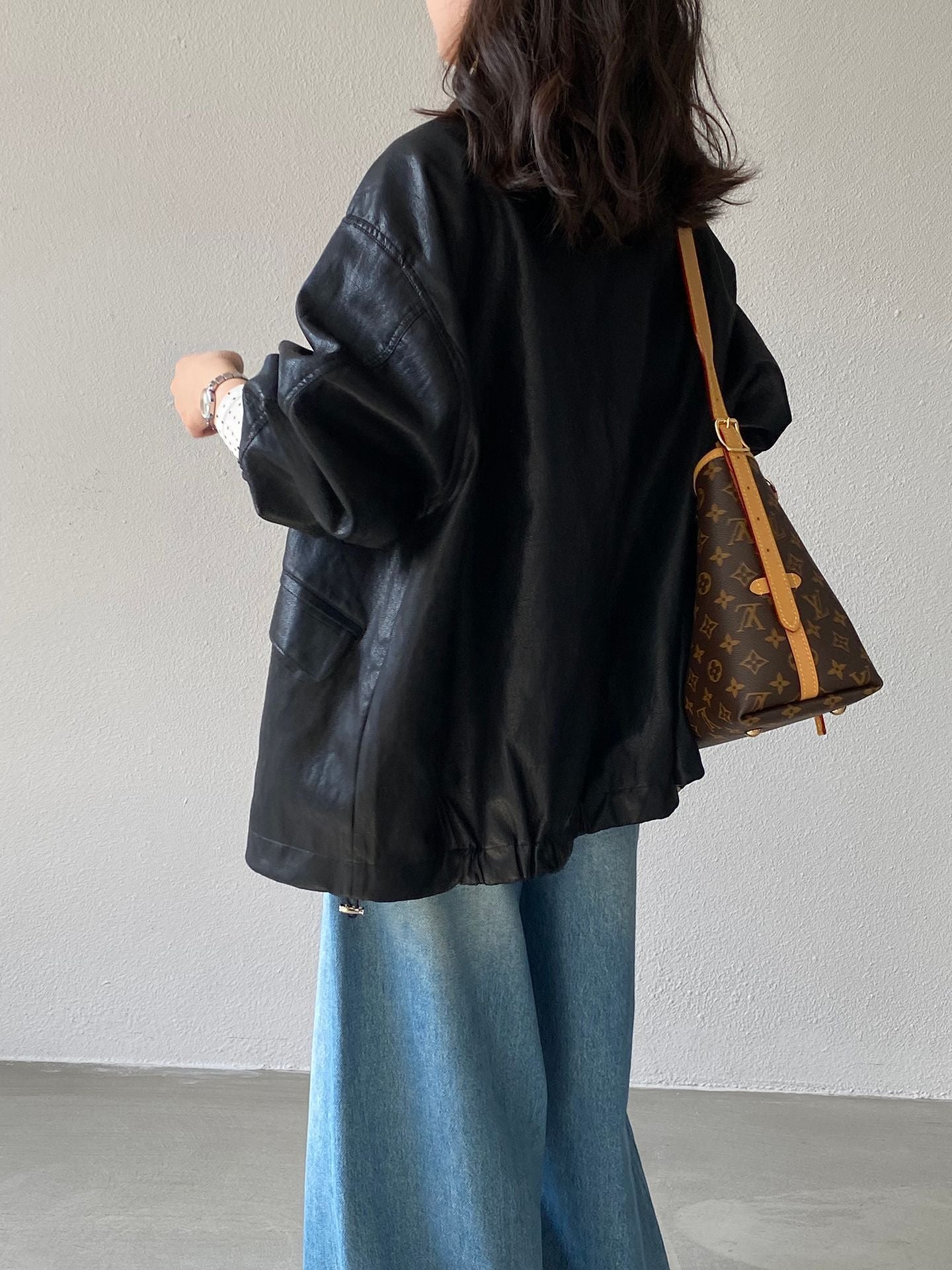 復古蛋白皮設計感短款PU皮衣夾克外套-2色