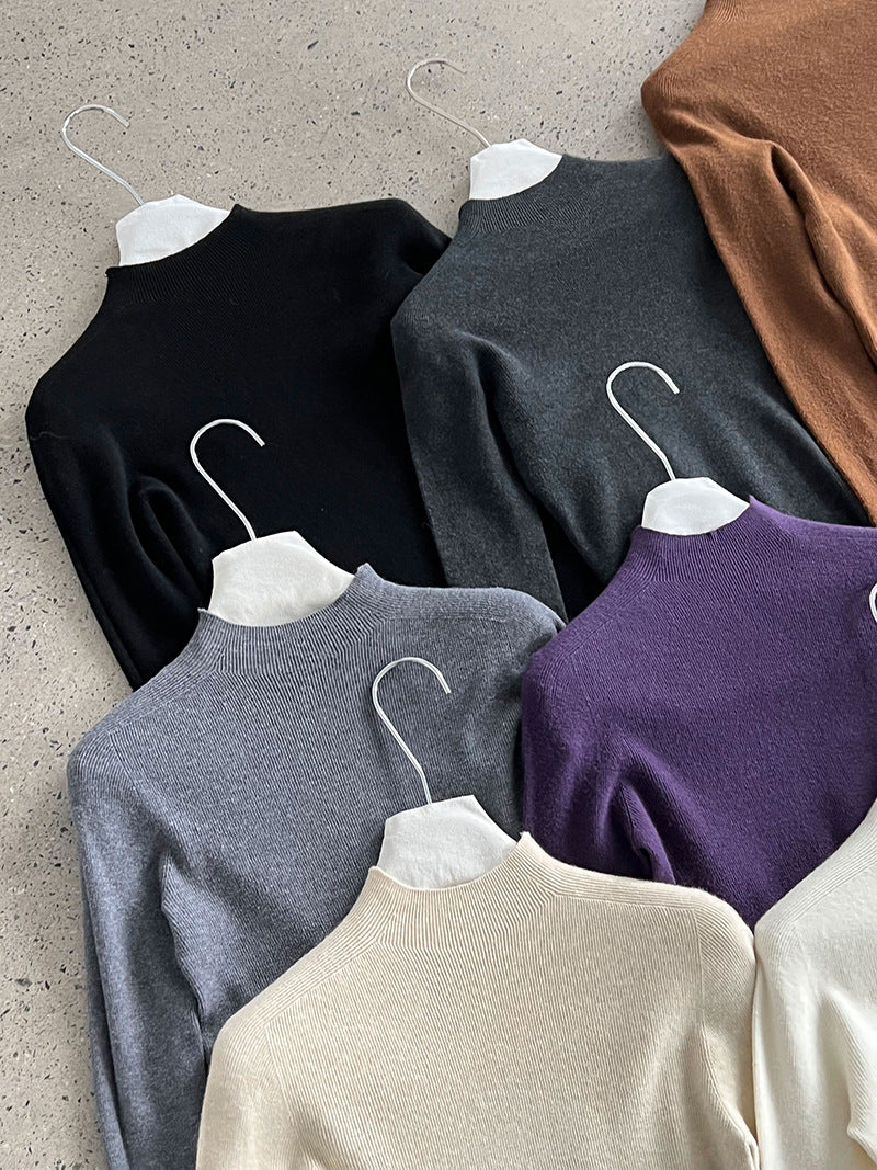 羊毛半高領無縫修身顯瘦內搭打底衫-8色
