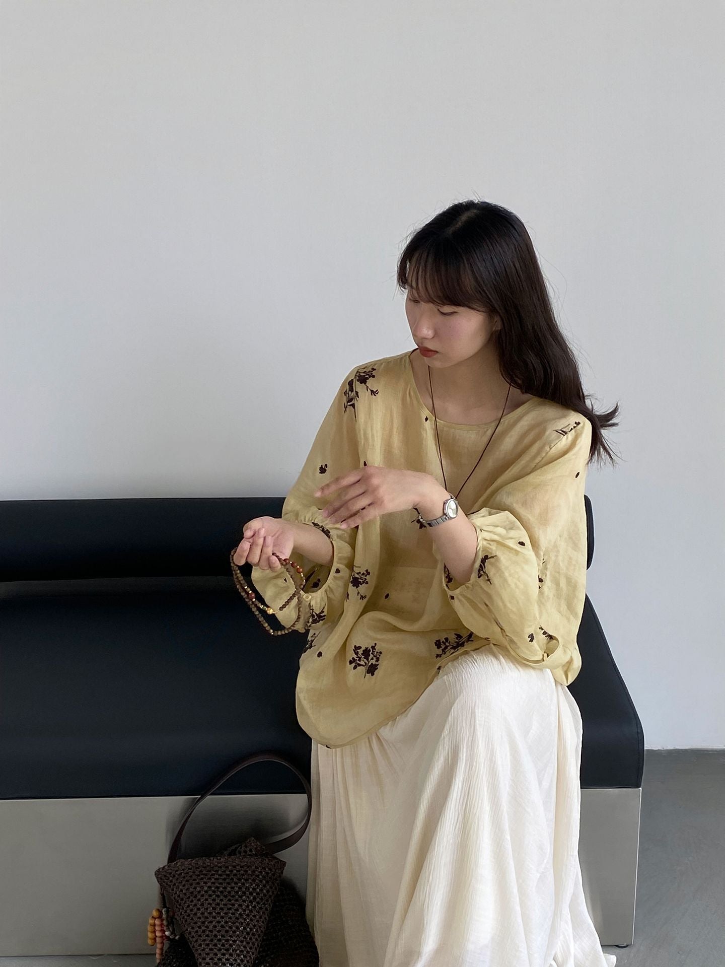 苧麻碎花防曬慵懶感襯衫