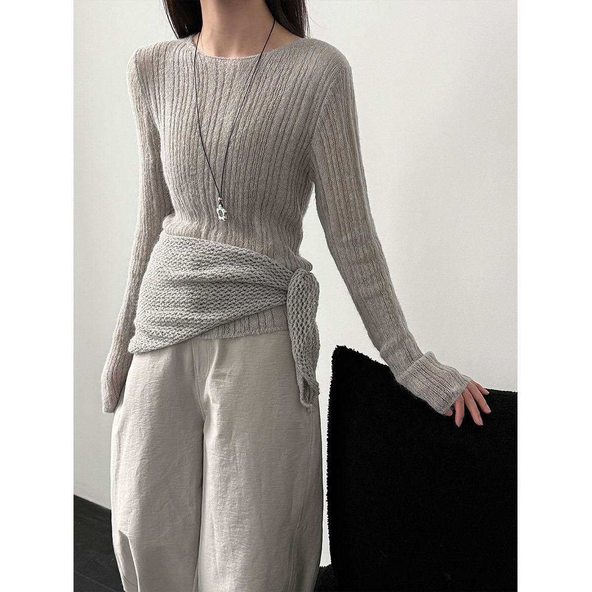 輕奢慵懶軟糯羊毛針織衫+披肩-兩件式套裝-5色