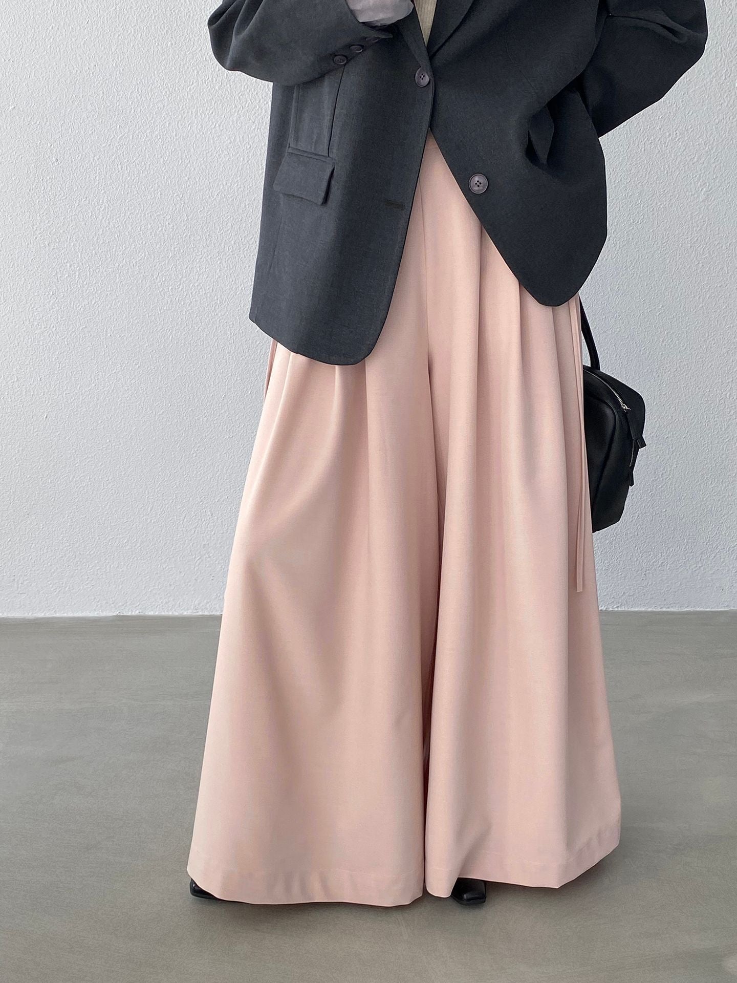 韓系氣質垂感顯瘦高腰西裝闊腿褲-2色