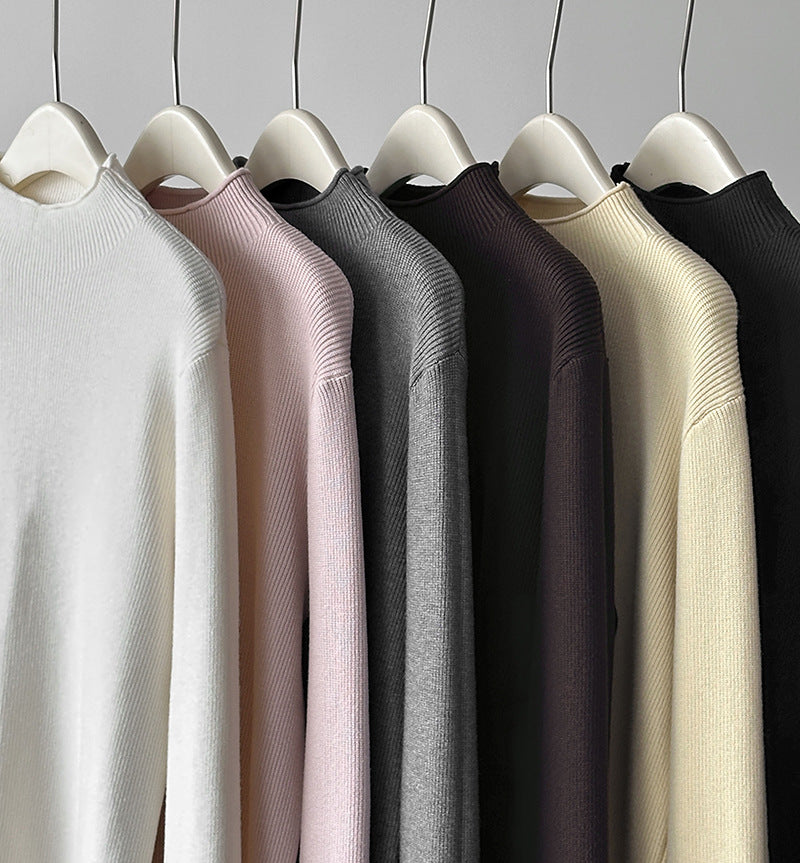 (48H出貨)軟糯套頭半高領長袖打底衫-6色