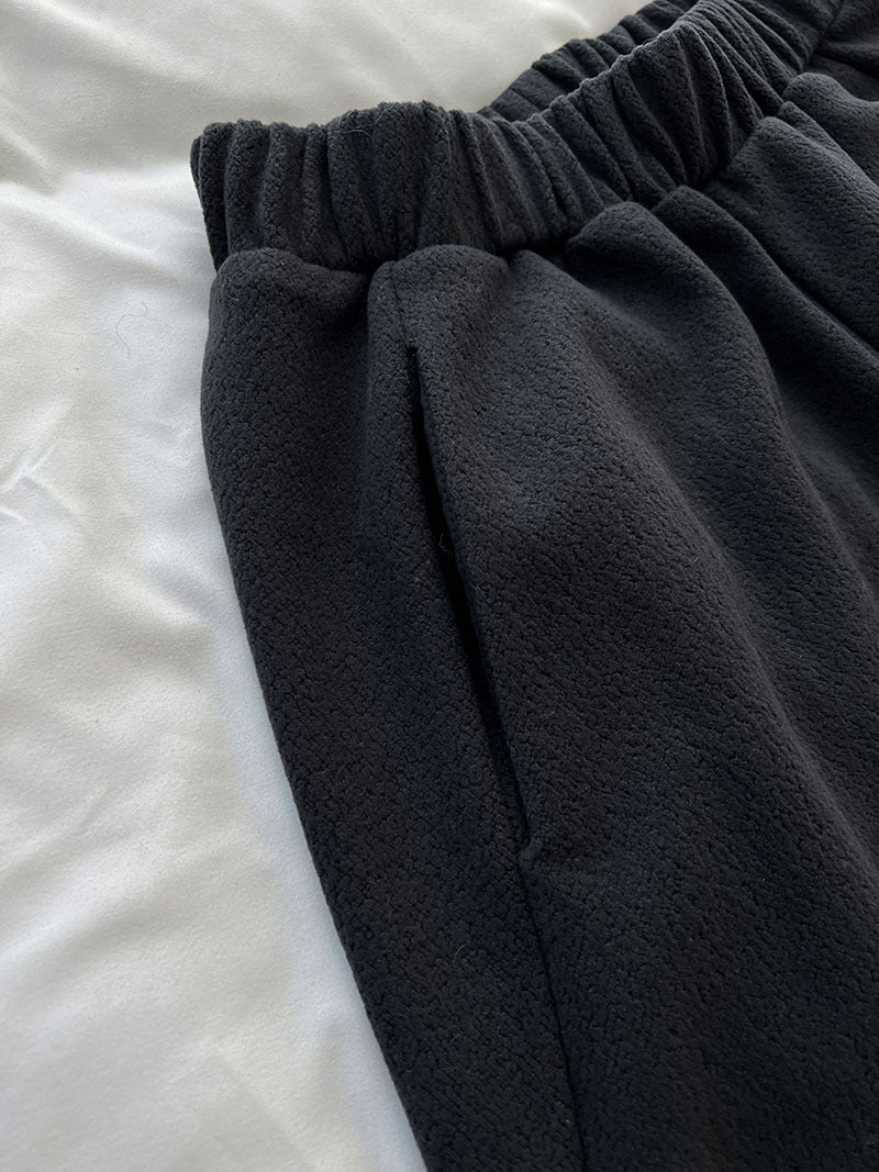 韓系隨性肌理感高腰鬆緊休閒長褲-4色