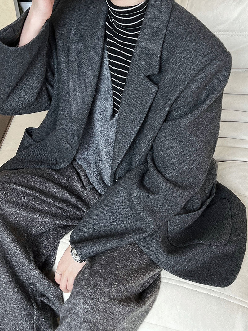 韓版50%羊毛闊氣大版西裝外套-2色