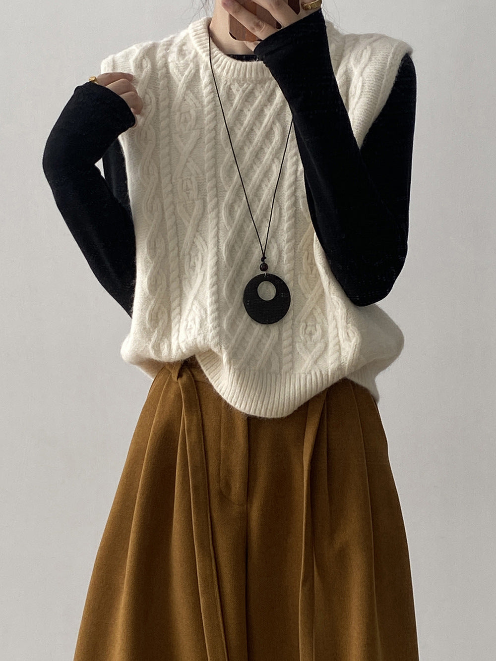 (48H出貨)糖果色圓領麻花軟糯針織背心馬甲-6色