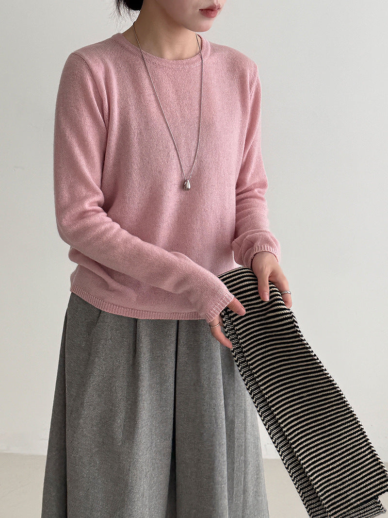 (48H出貨)韓系高級感百搭修身顯瘦羊毛針織打底衫-3色