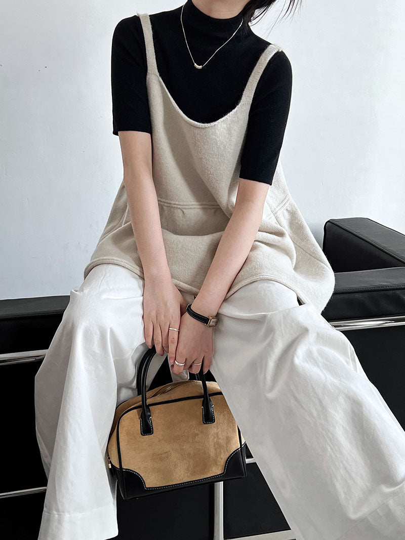 韓系慵懶風U領氣質針織吊帶背心上衣-4色