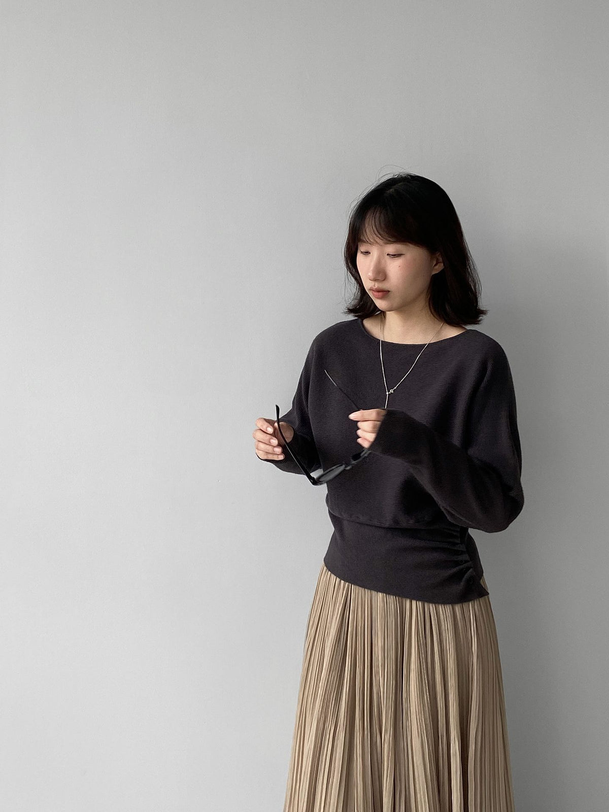 美拉德側邊紐扣法式掐腰針織毛衣-5色