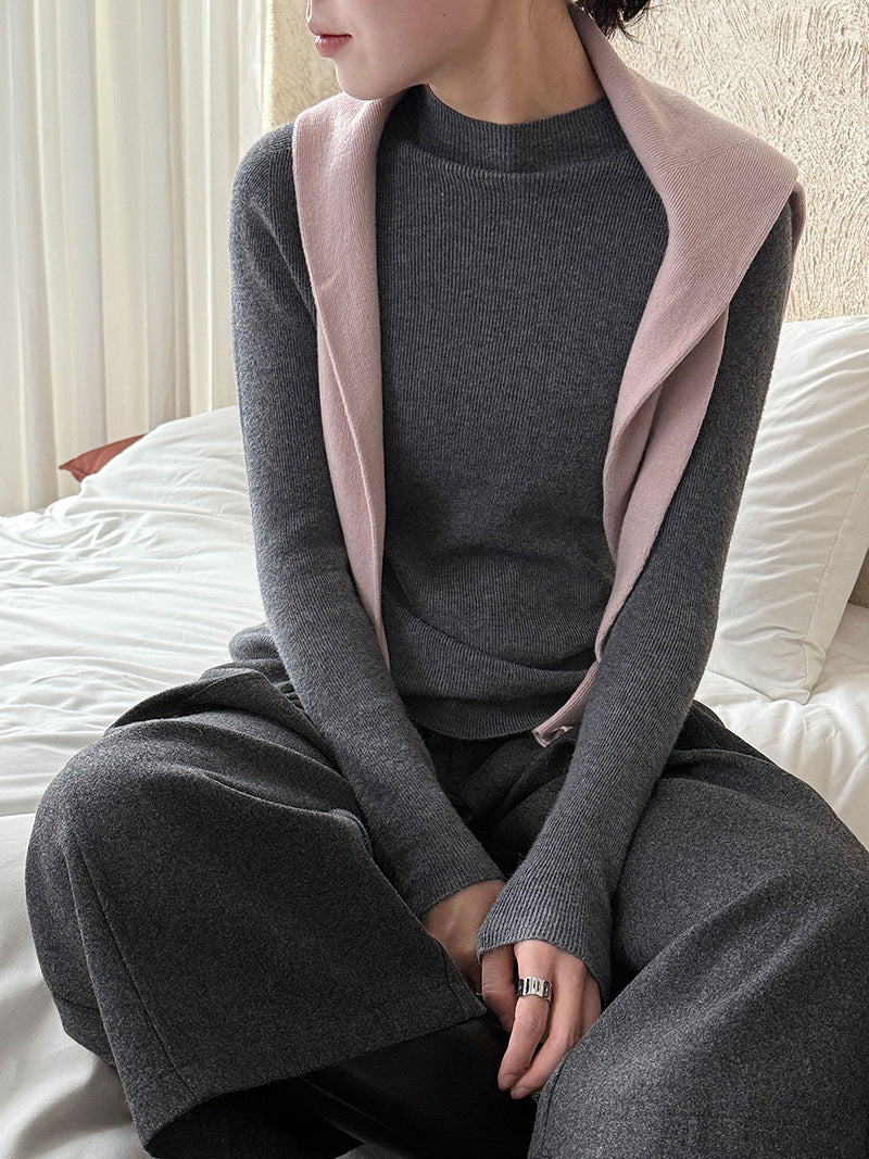 羊毛半高領無縫修身顯瘦內搭打底衫-8色