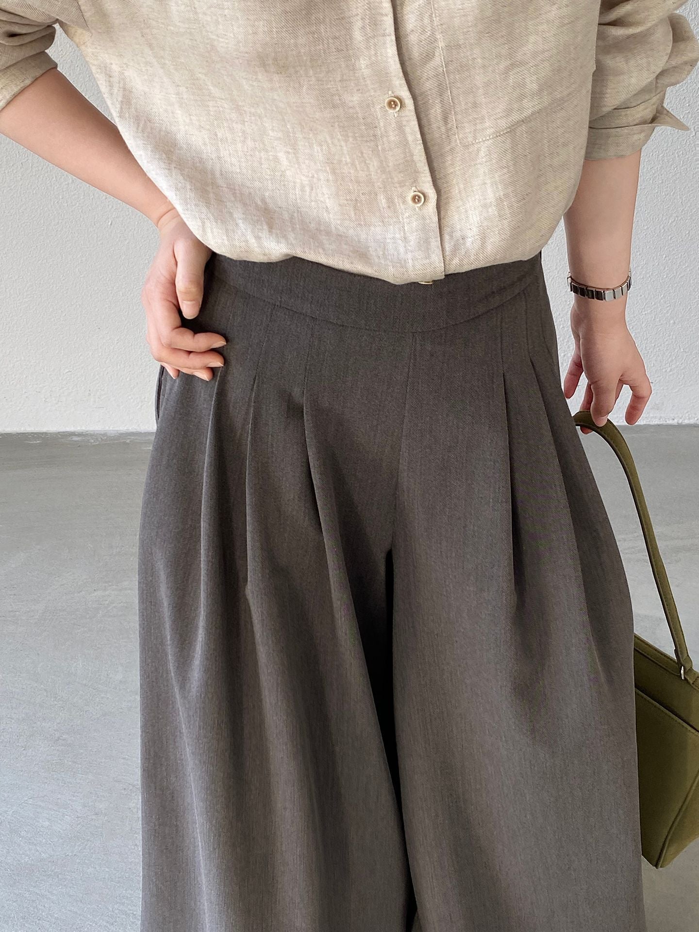 韓系氣質垂感顯瘦高腰西裝闊腿褲-2色