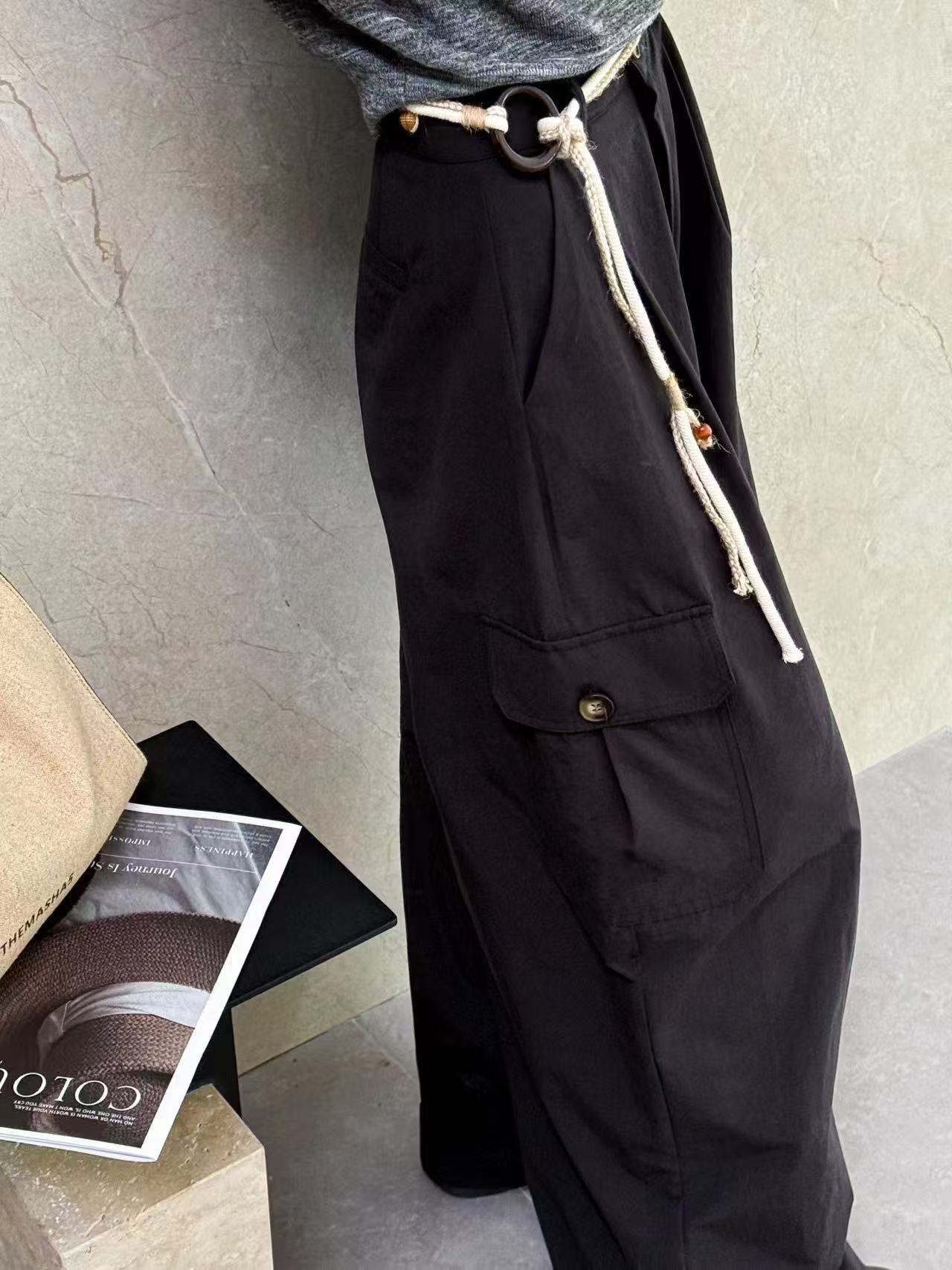 復古美式辣妹寬鬆百搭休閒工裝褲-3色