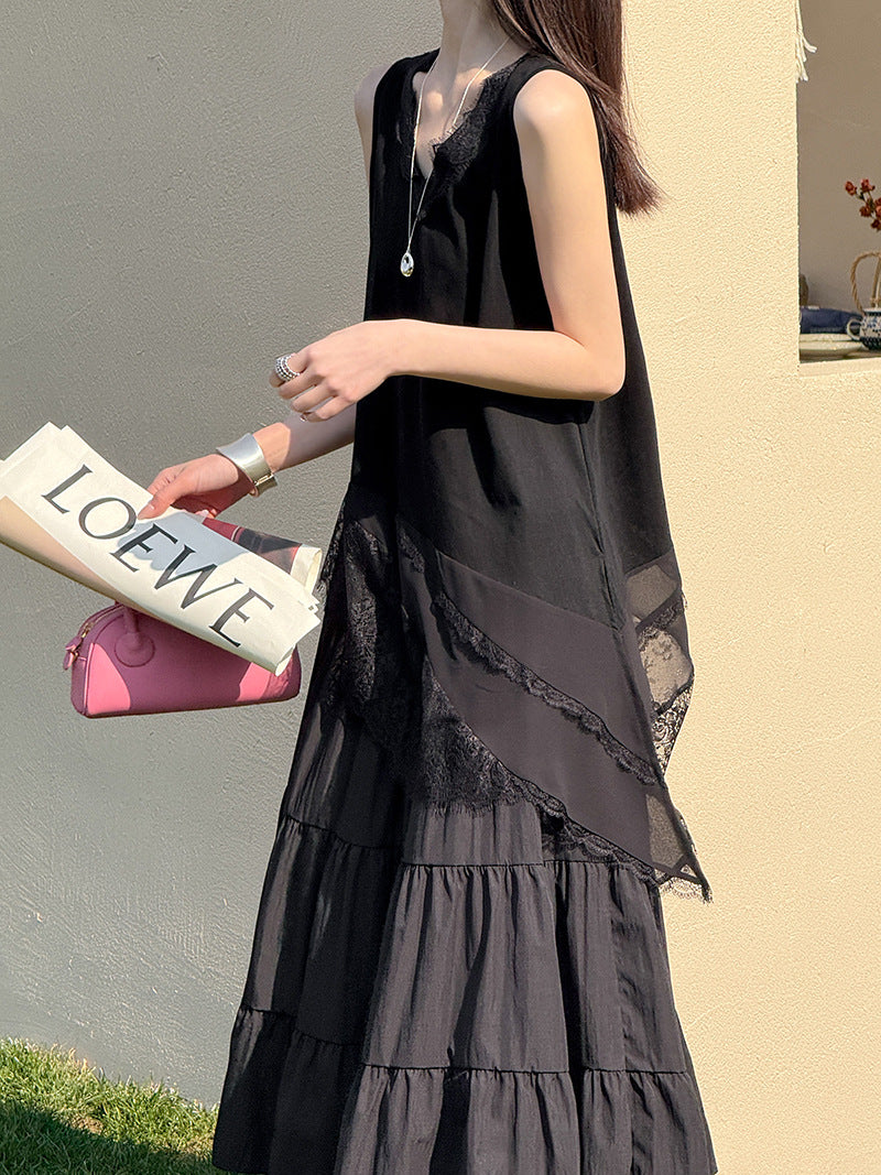 韓系優雅白月光網紗拼接透視針織打底衫-2色