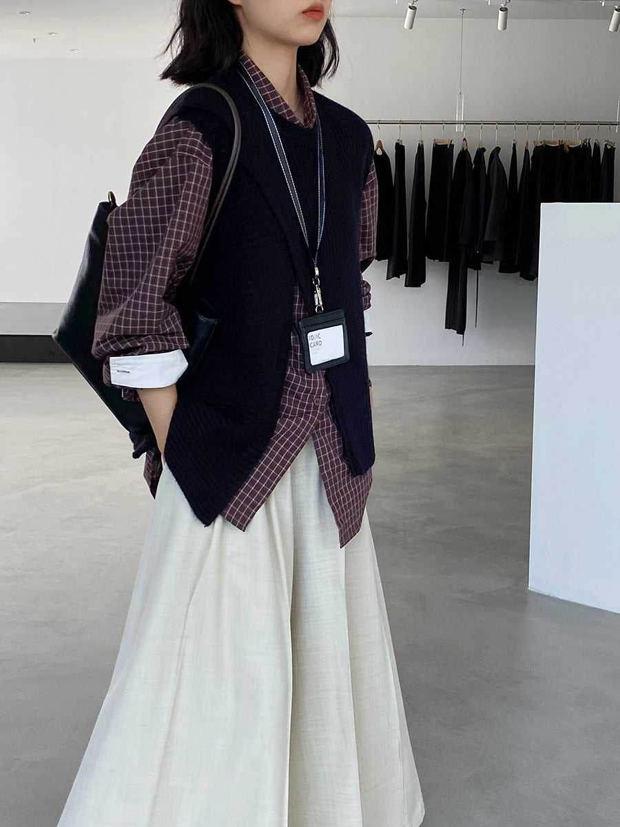 韓版不規則疊穿百搭款針織馬甲上衣-3色