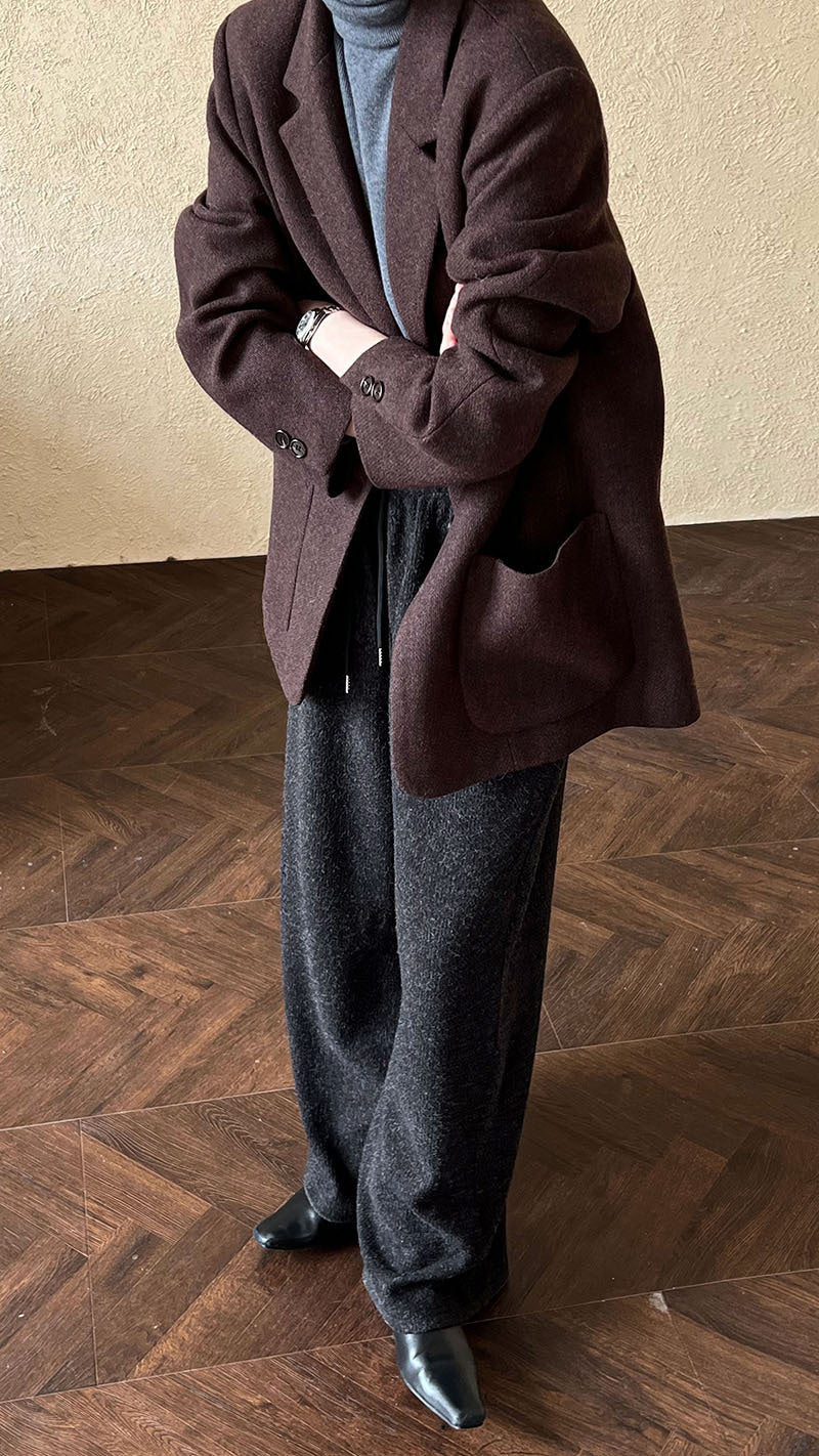 韓版50%羊毛闊氣大版西裝外套-2色