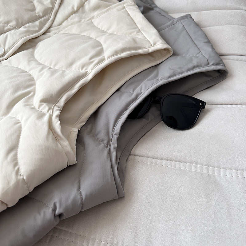 韓系90%白鴨絨菱格馬甲外套-2色