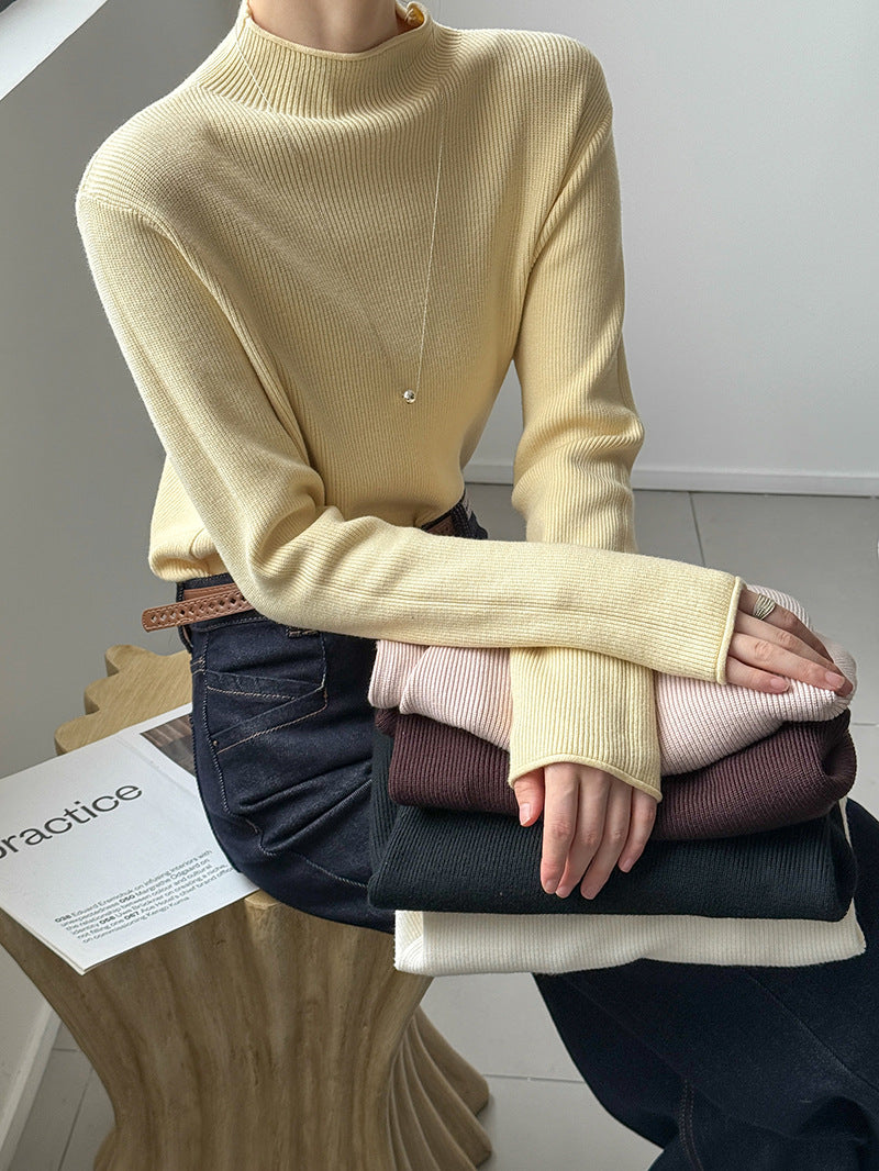 (48H出貨)軟糯套頭半高領長袖打底衫-6色