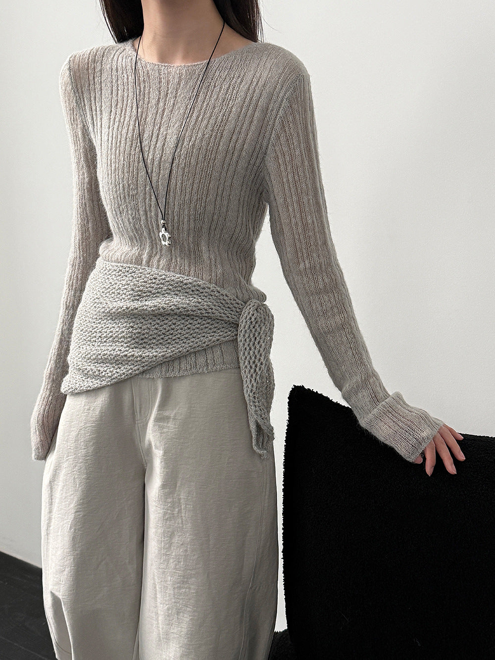 輕奢慵懶軟糯羊毛針織衫+披肩-兩件式套裝-5色